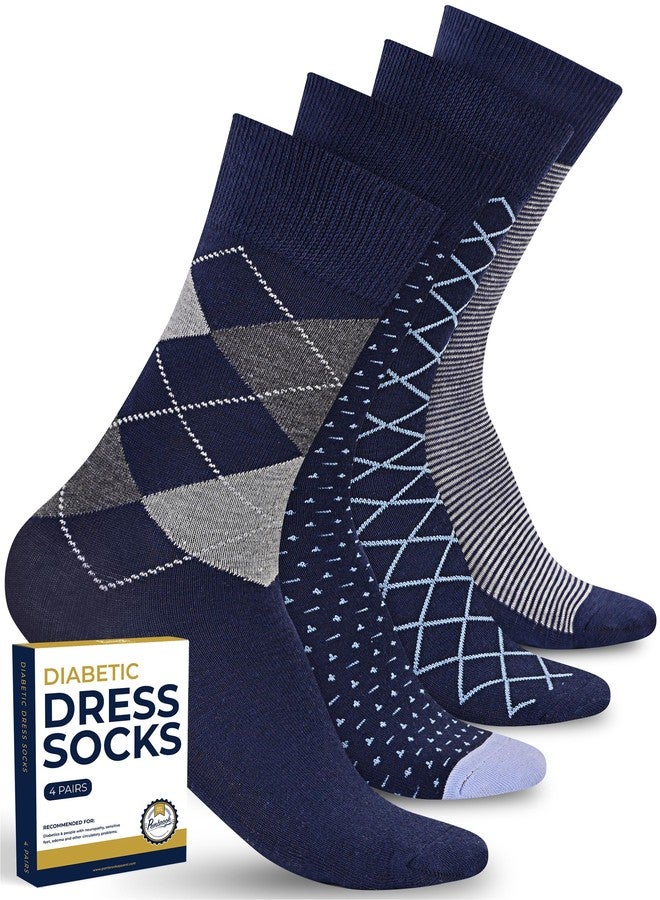 Pembrook Diabetic Dress Socks for Men - 4 Pairs Odor Free Stylish Diabetic Socks for Men Work | Mens Diabetic Socks Casual - Image 1